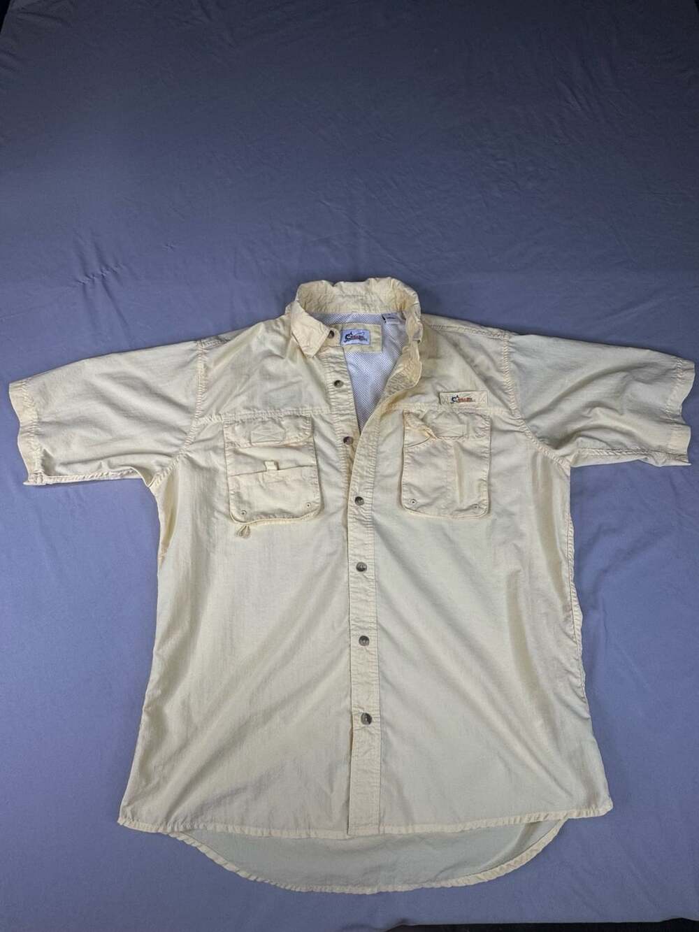 World Wide Sportsman Yellow Button Down Fishing Shirt Size L
